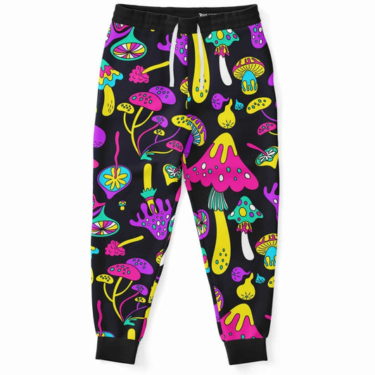 Black Psychedelic Mushrooms Rave Joggers