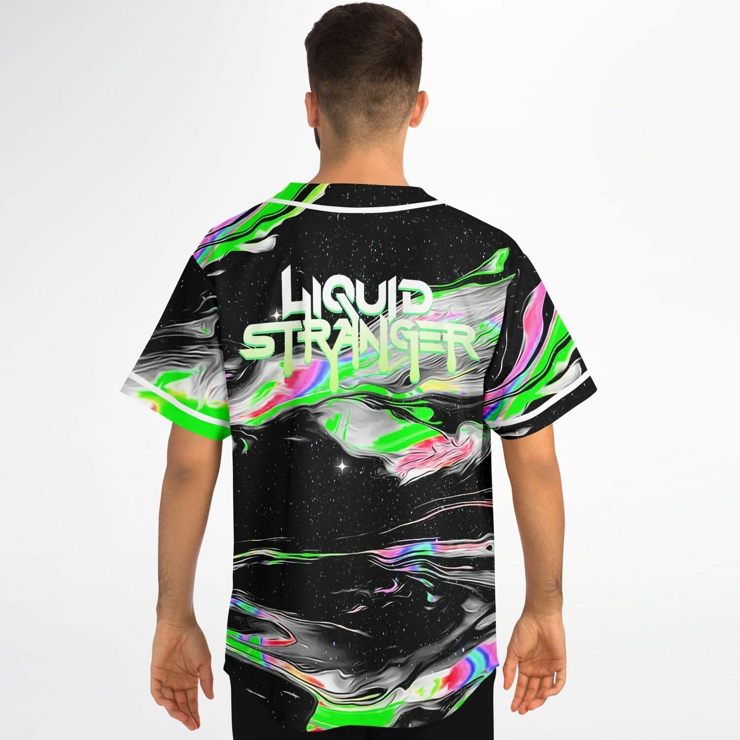 Liquid Stranger Black Marbled Rave Baseball Jersey
