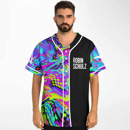 Robin Schulz Black Panel Warped Checkerboard Rave Baseball Jersey