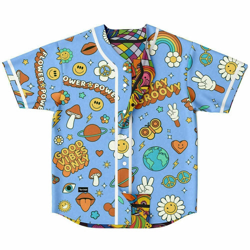 Stay Groovy Retro 70s Flower Power Reversible Baseball Jersey