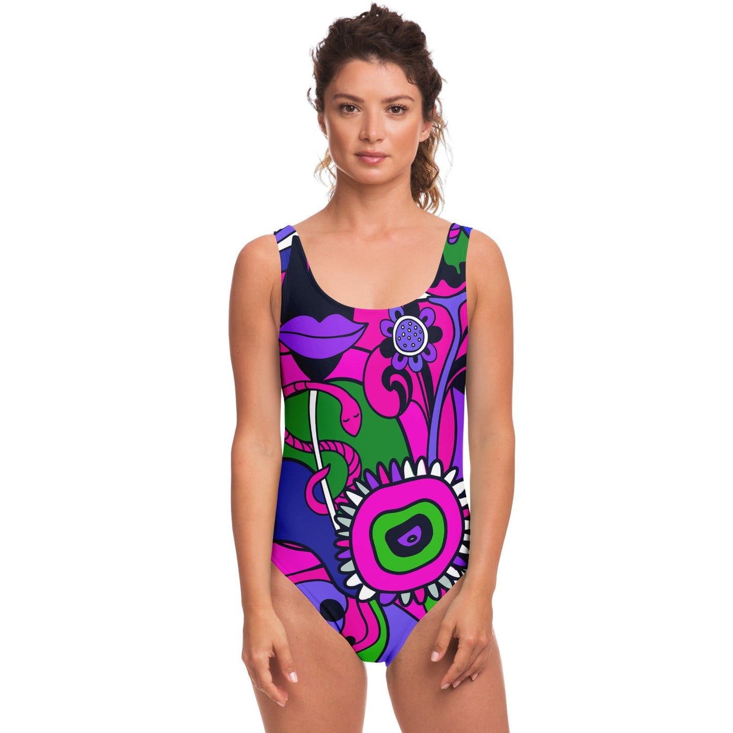 Magenta Retro 60S Rave Swimsuit