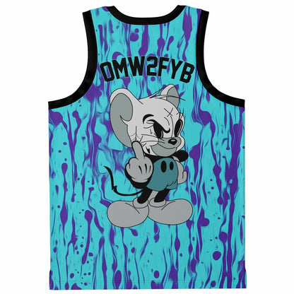 Teal Skeleton Hand Rave Basketball Jersey