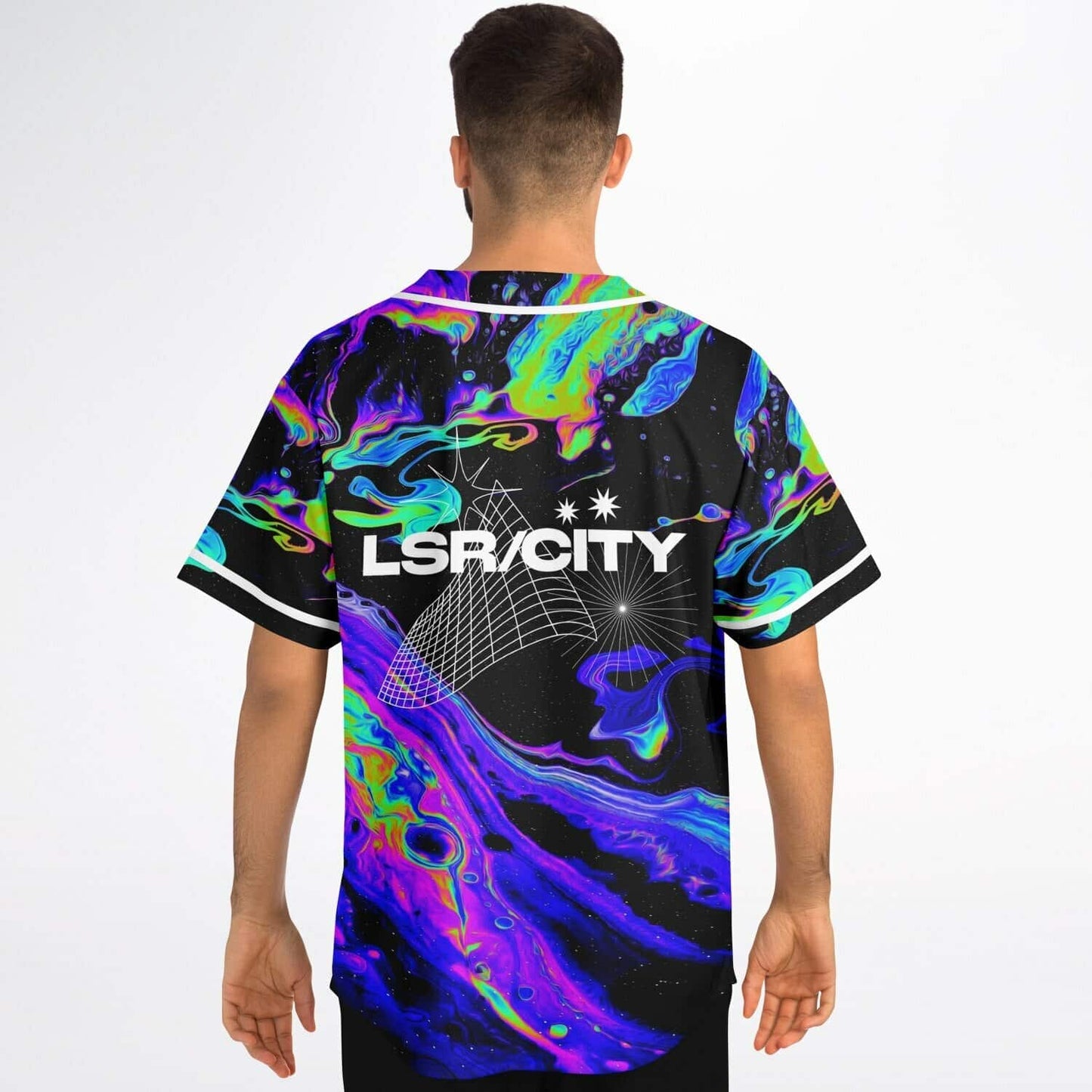 Gareth Emery Black Psychedelic Iridescent Rave Baseball Jersey
