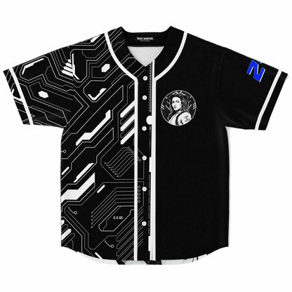Black White Cyber Circuit Rave Baseball Jersey