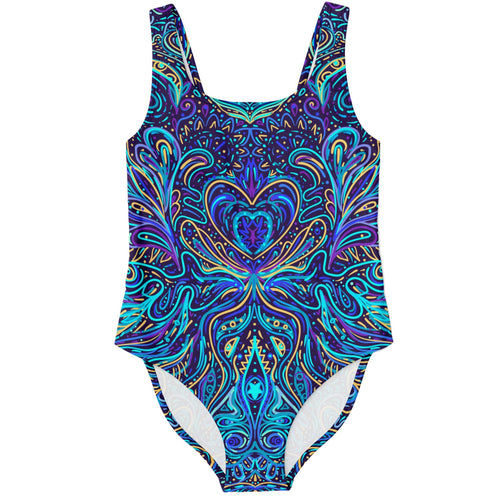 Deep Navy Symmetrical Psychedelic Rave Swimsuit