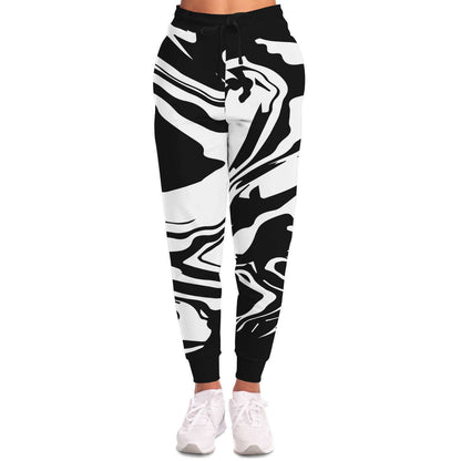 Black White Liquid Marble Rave Joggers