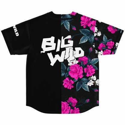 BIG WILD Black Roses Floral Rave Baseball Jersey