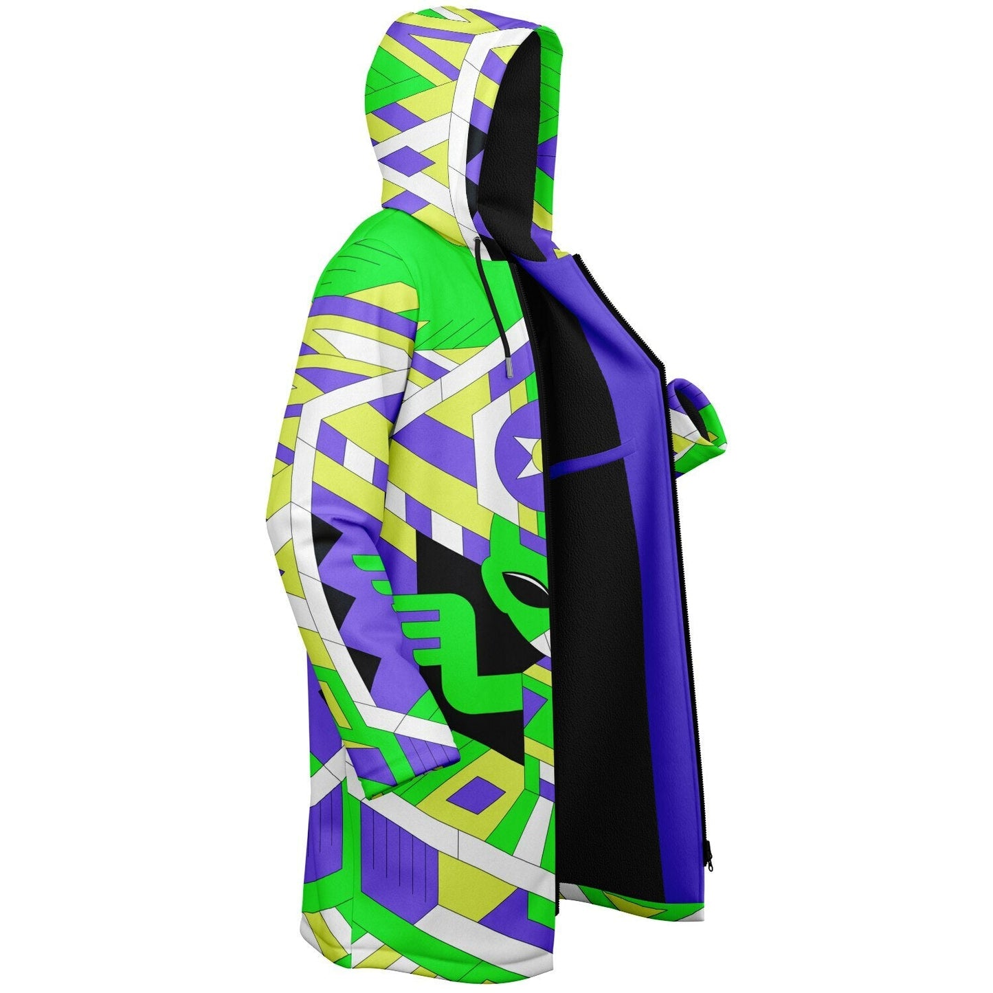 Neon Green Geometric Alien Rave Cloak
