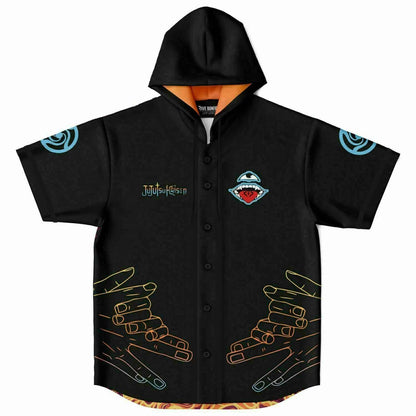 Black Anime Characters Rave Hooded Baseball Jersey
