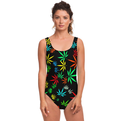 Black Cannabis Rave Swimsuit