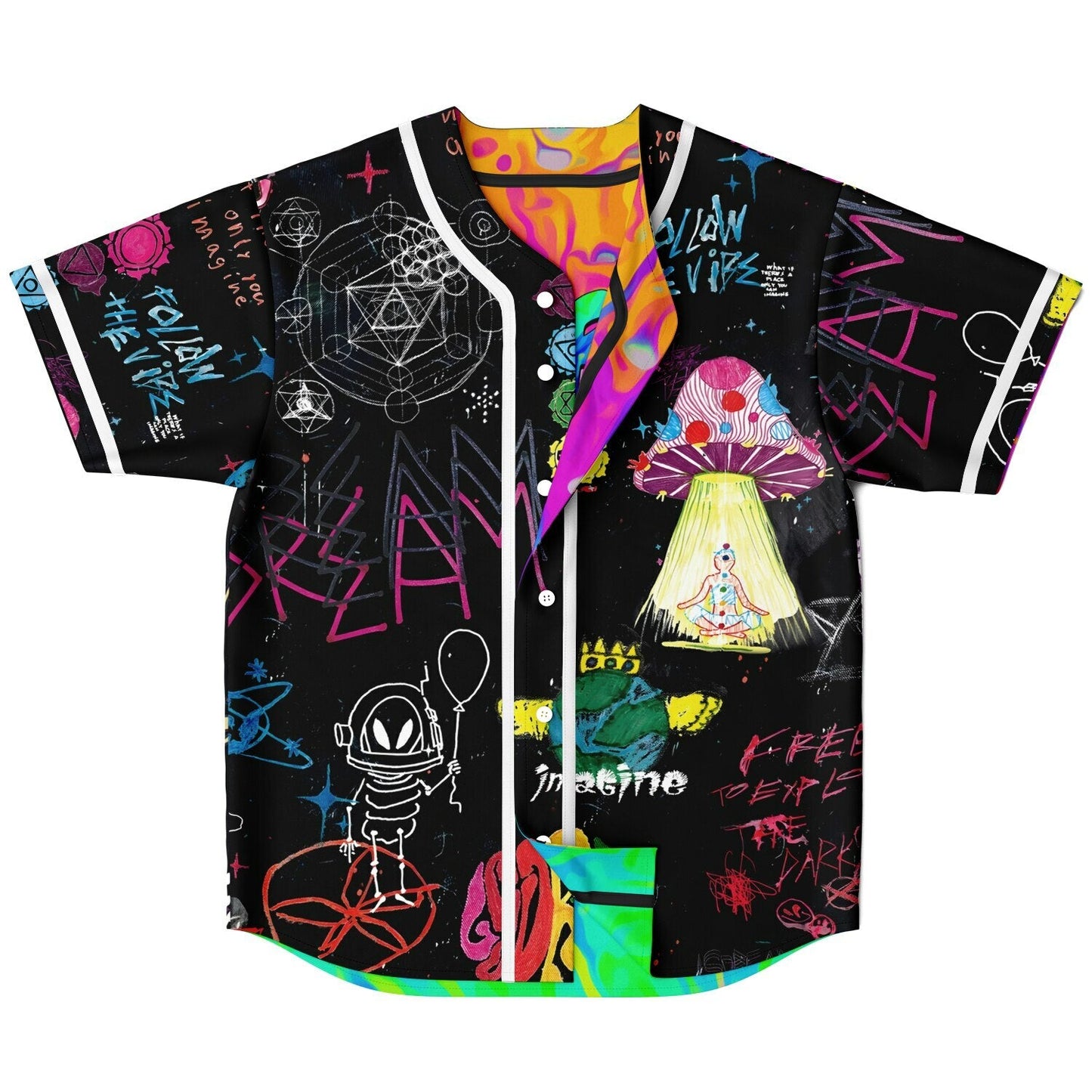 Neon Acid Drip Doodle Reversible Baseball Jersey