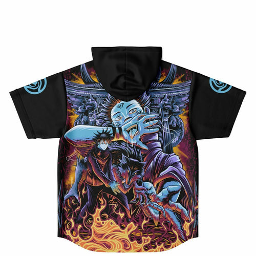 Black Anime Characters Rave Hooded Baseball Jersey