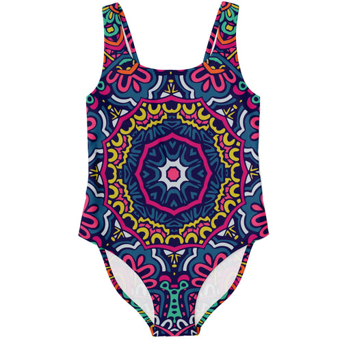 Navy Blue Symmetrical Mandala Rave Swimsuit
