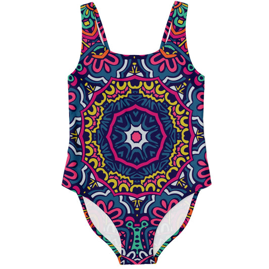 Navy Blue Symmetrical Mandala Rave Swimsuit
