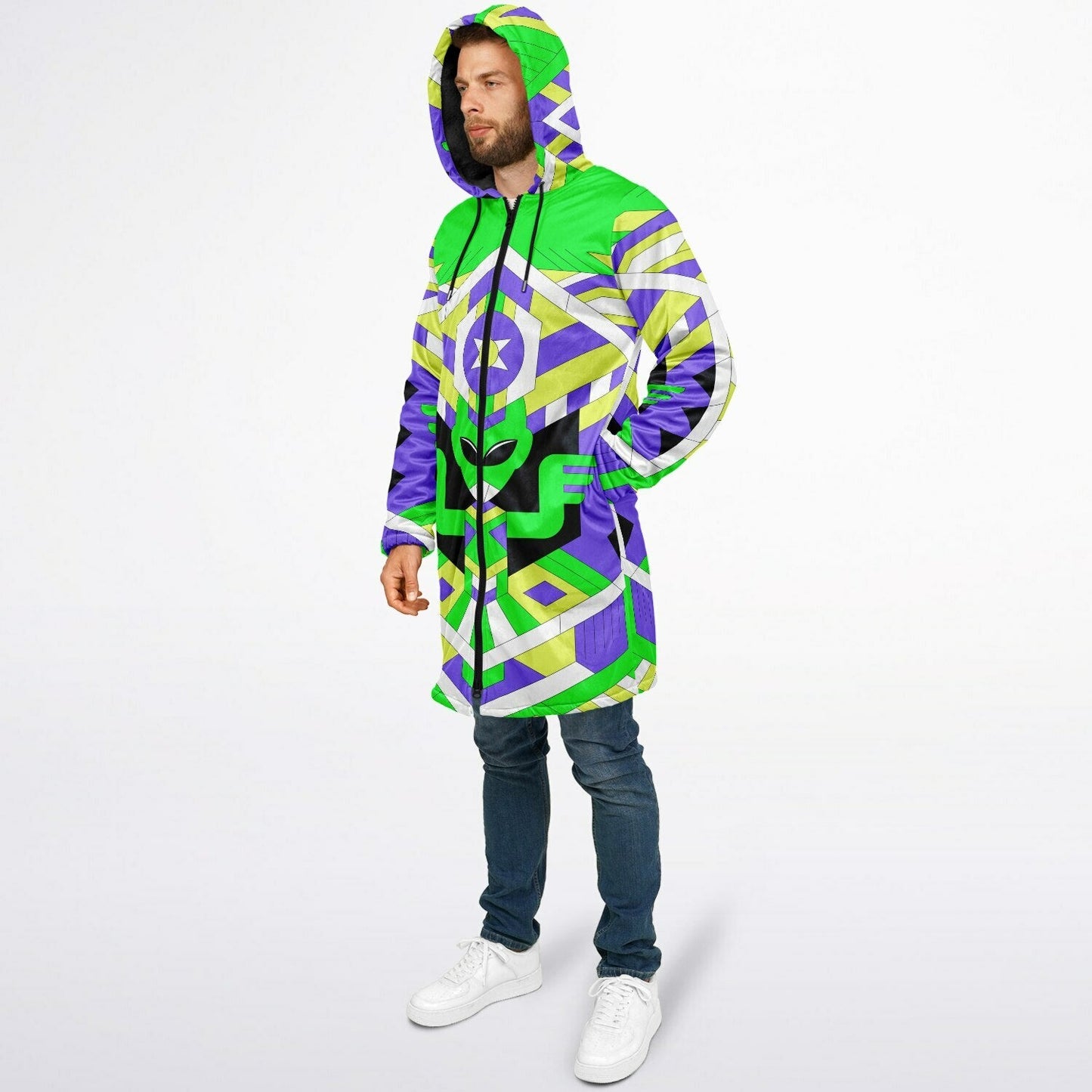 Neon Green Geometric Alien Rave Cloak