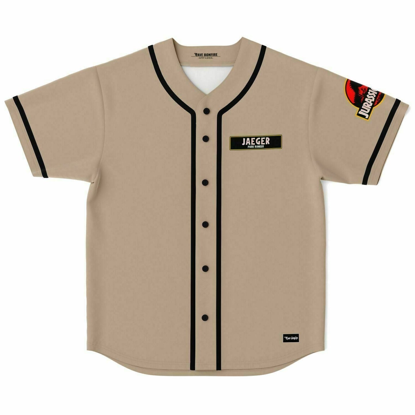 Tan Jurassic Park Rave Baseball Jersey