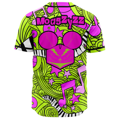Neon Lime Doodle Music Rave Baseball Jersey