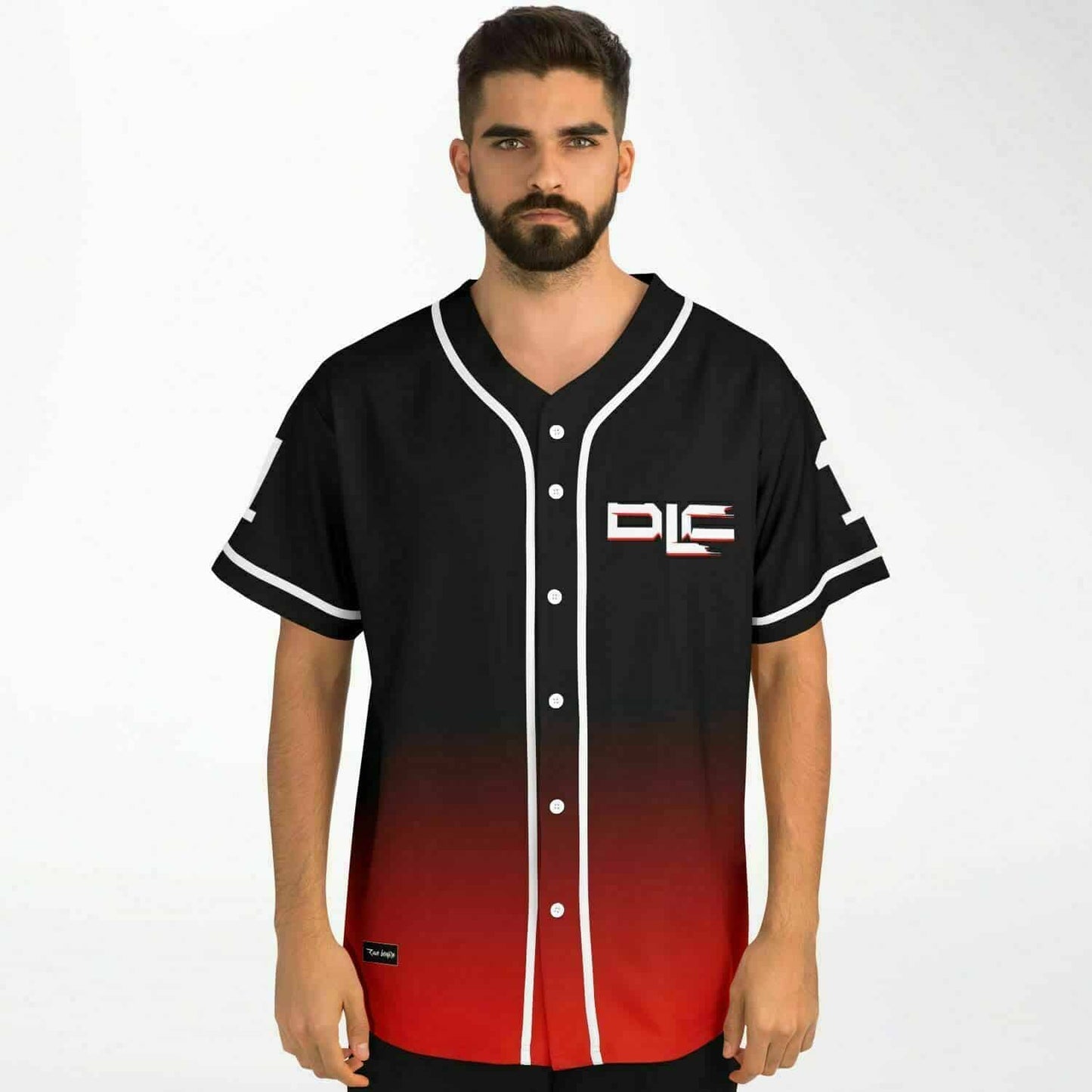 DLC Black Red Geometric Origami Rave Baseball Jersey