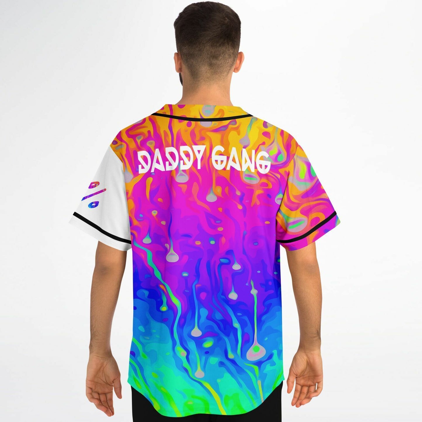 White Psychedelic Oil Rave Baseball Jersey