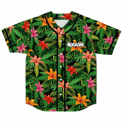 Mochakk Green Tropical Jungle Leaves Rave Baseball Jersey