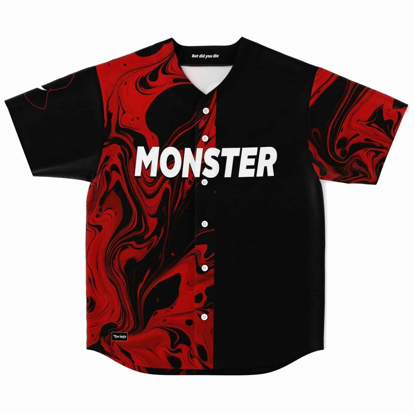 Black Red Liquid Rave Baseball Jersey