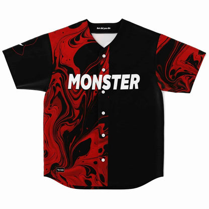 Black Red Liquid Rave Baseball Jersey