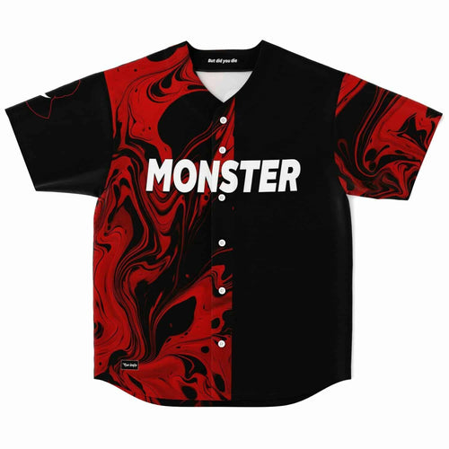 Black Red Liquid Rave Baseball Jersey