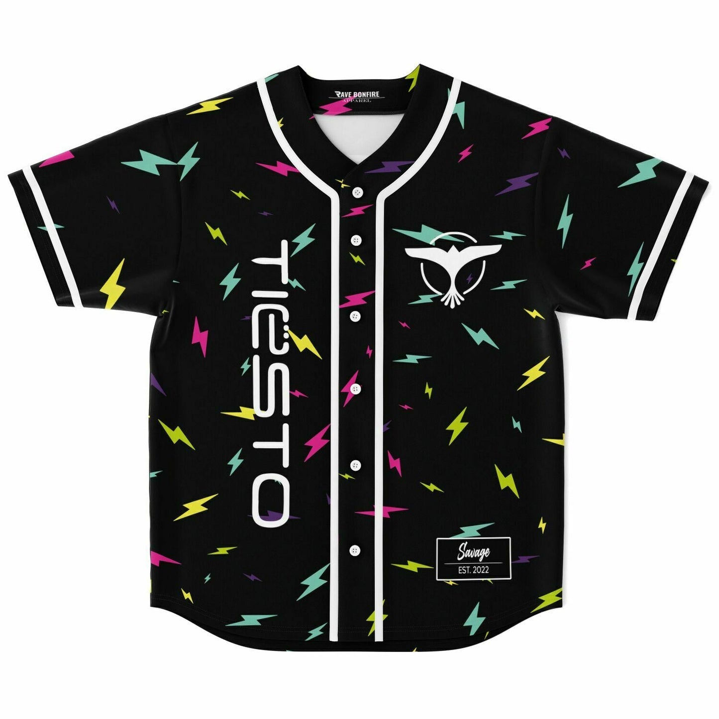 Tiesto Black Scattered Lightning Rave Baseball Jersey