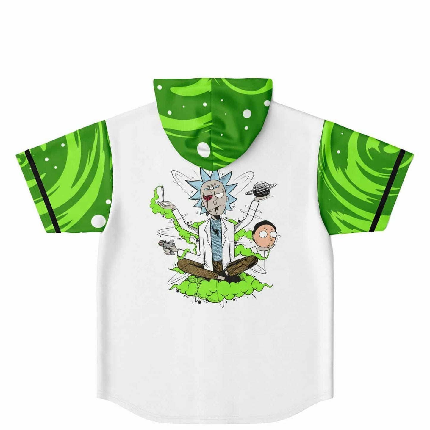 White Rick Morty Rave Hooded Baseball Jersey