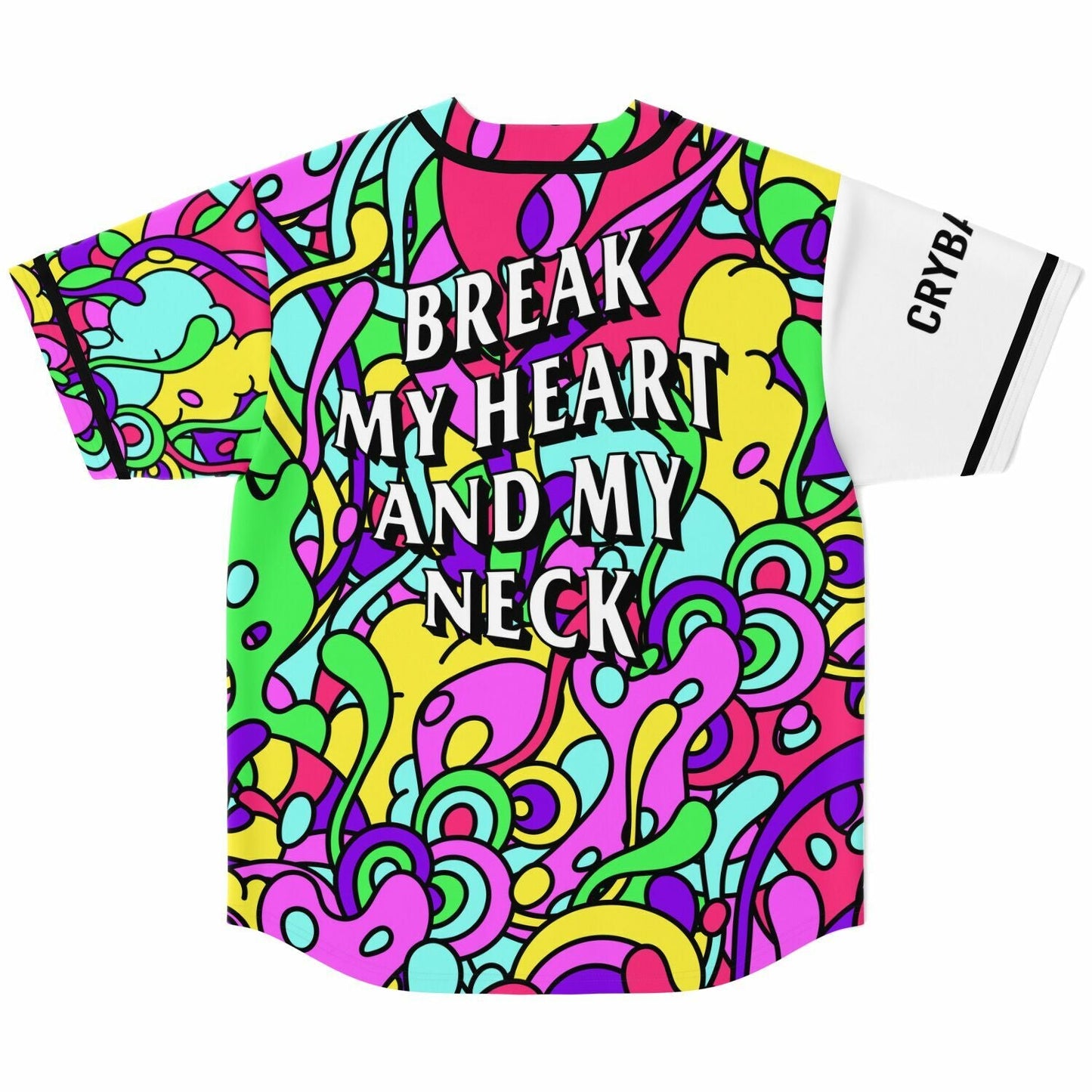 White Colorful Abstract Rave Baseball Jersey