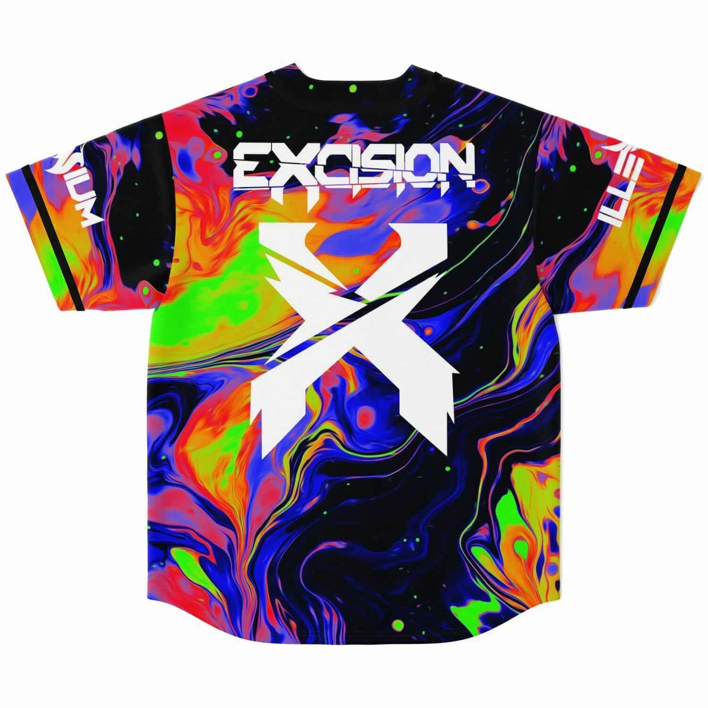 Excision Black Trippy Liquid Rave Baseball Jersey