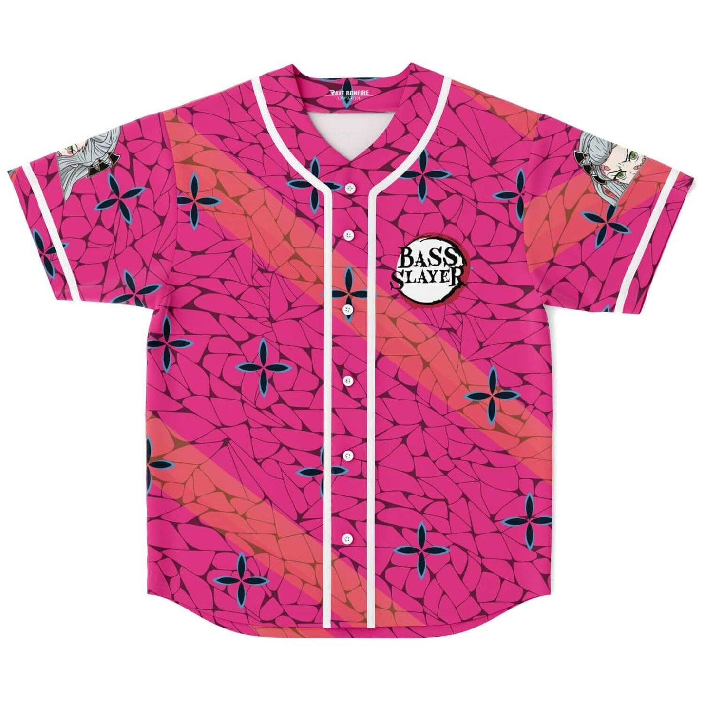 Hot Pink Butterfly Wing Rave Baseball Jersey