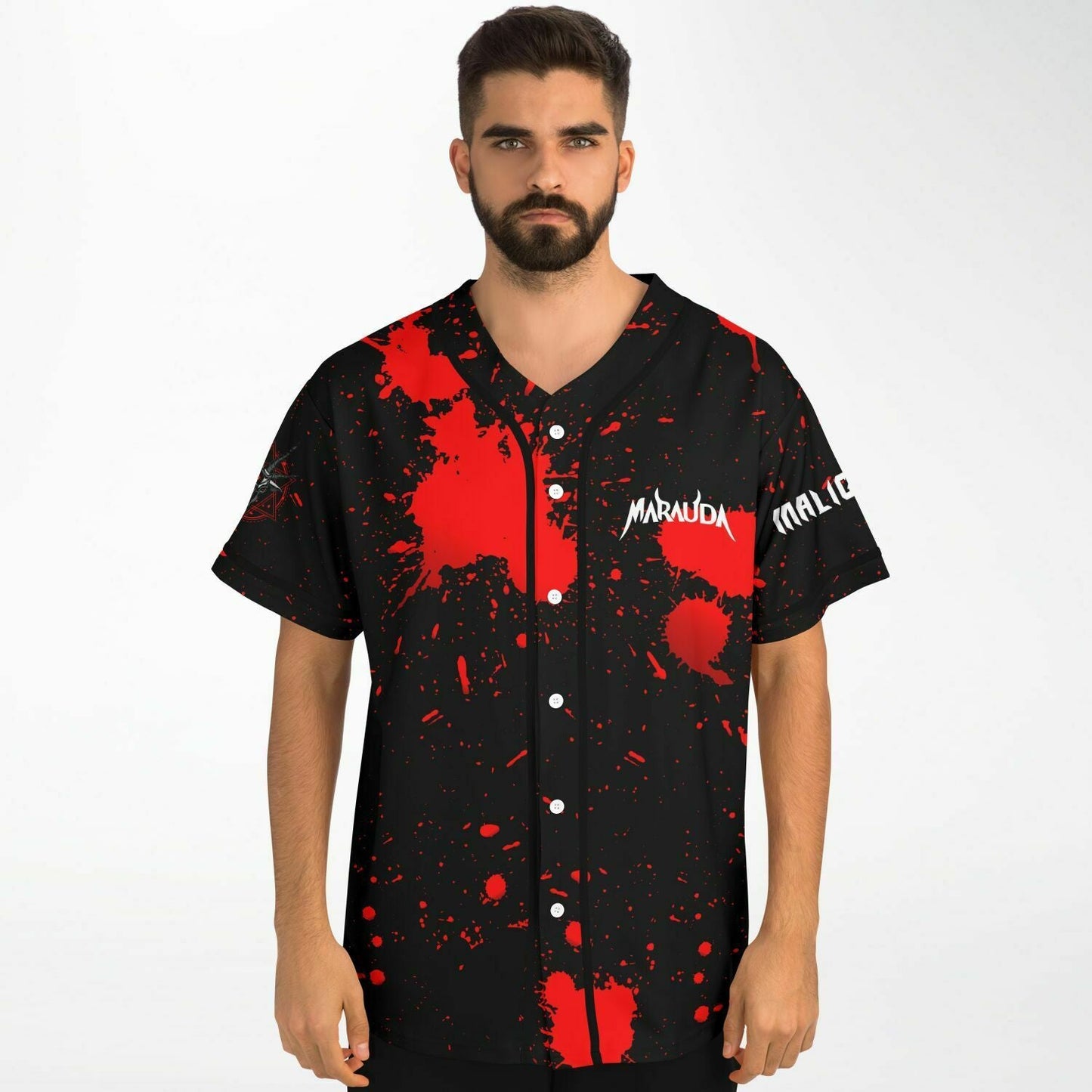 Marauda Black Blood Splatter Rave Baseball Jersey