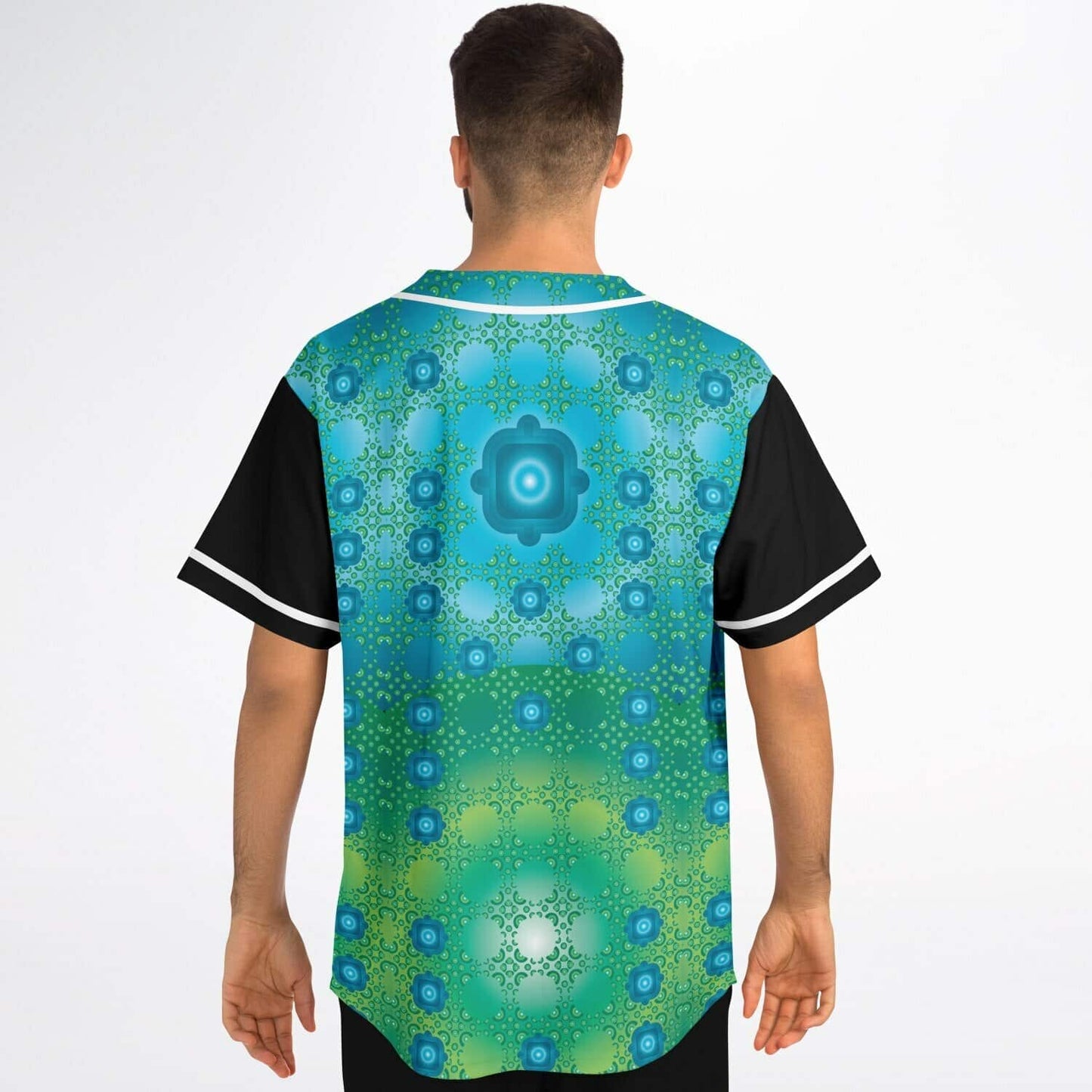Black Geometric Dot Rave Baseball Jersey