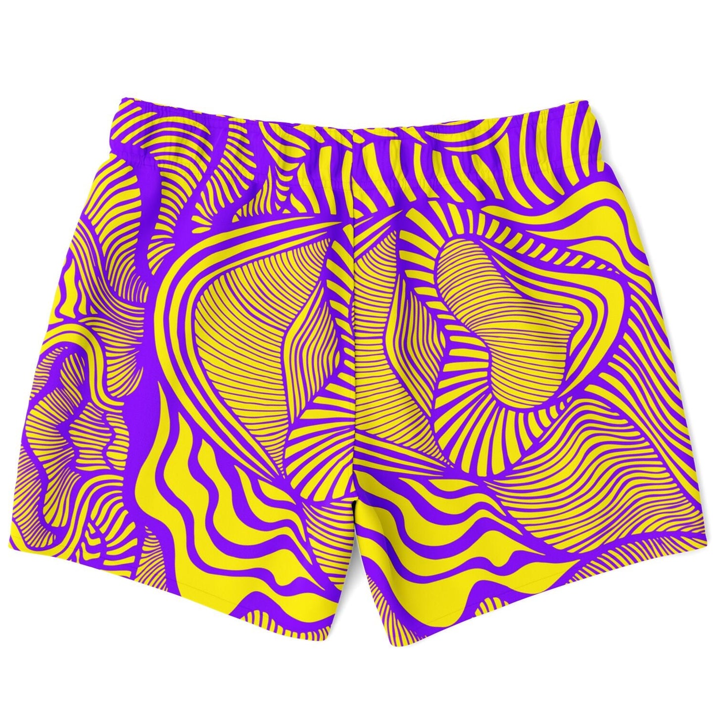 Purple Yellow Warped Op Rave Swim Trunks