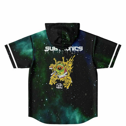 Aqua Blue Bikini Bottom Rave Hooded Baseball Jersey