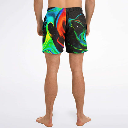 Black Abstract Flowing Rave Swim Trunks