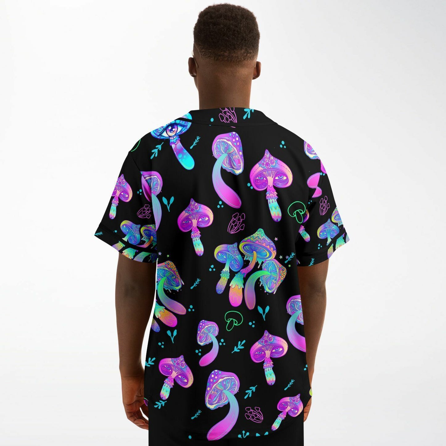 MitiS Black Psychedelic Glowing Rave Baseball Jersey