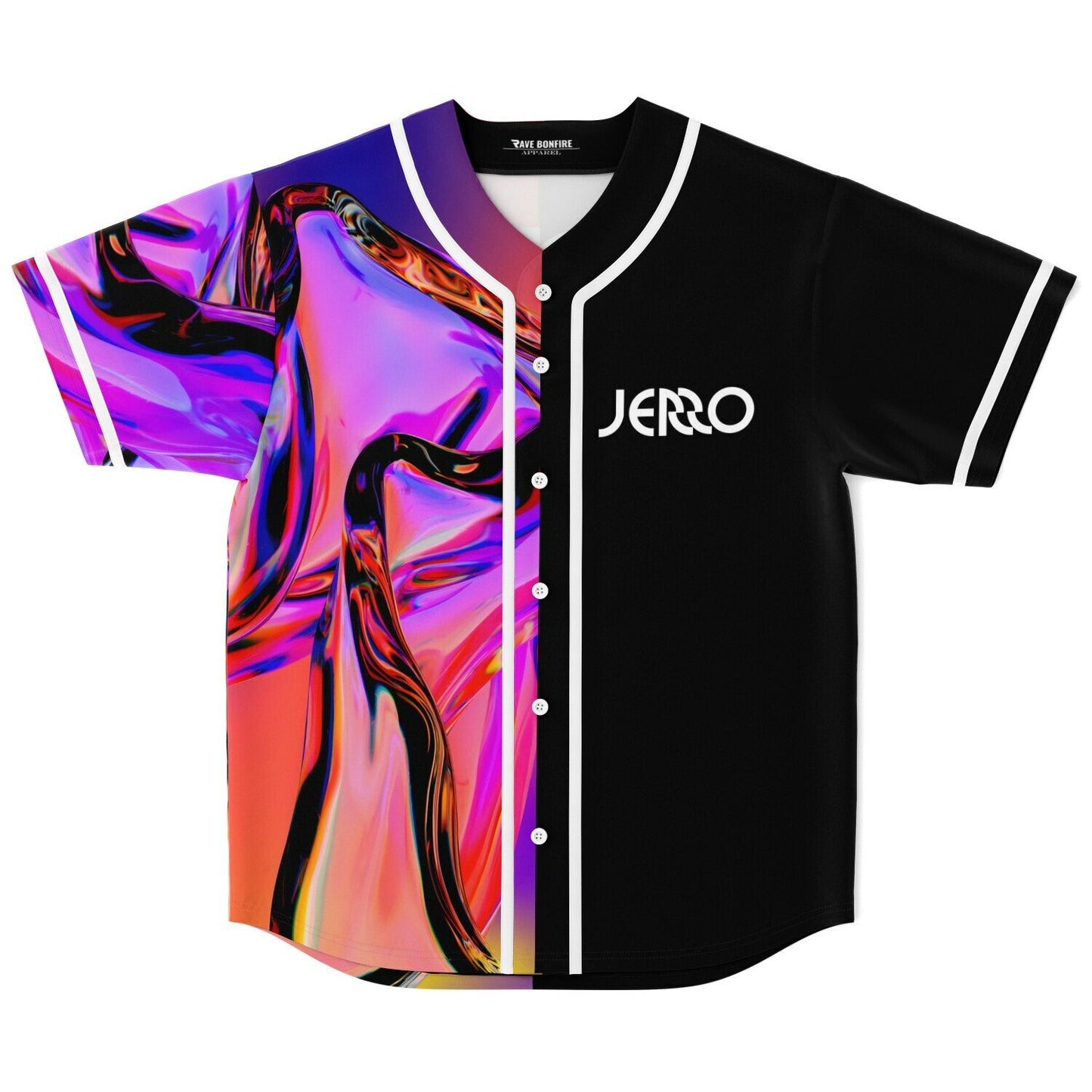 JERRO Black Flowing Liquid Rave Baseball Jersey