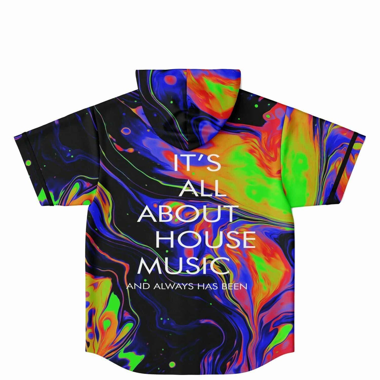 Black Fluid Psychedelic Rave Hooded Baseball Jersey