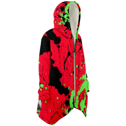 Bright Red Abstract Paint Rave Cloak
