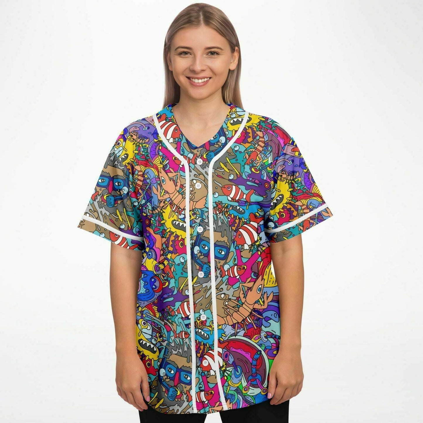 Grey Dense Doodle Rave Baseball Jersey