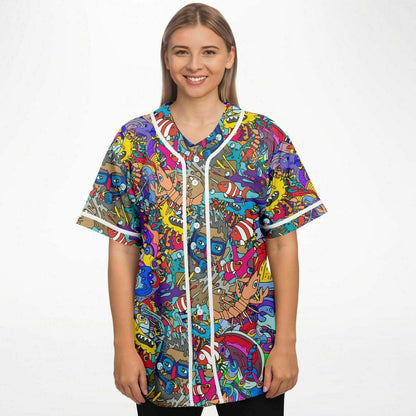 Grey Dense Doodle Rave Baseball Jersey
