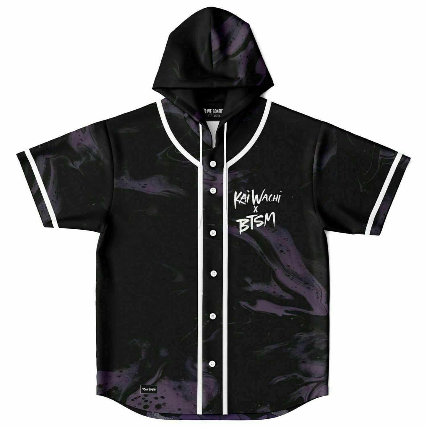 Kai Wachi Black Dark Purple Rave Hooded Baseball Jersey