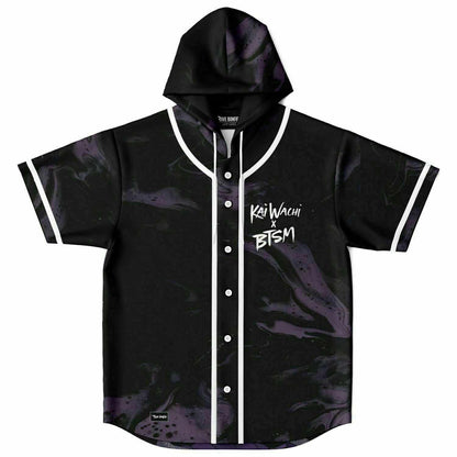 Kai Wachi Black Dark Purple Rave Hooded Baseball Jersey