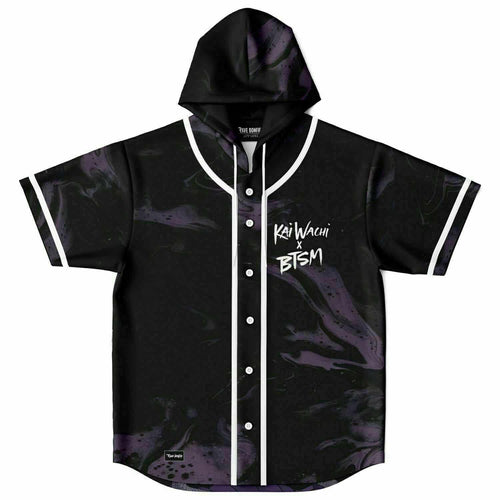Kai Wachi Black Dark Purple Rave Hooded Baseball Jersey