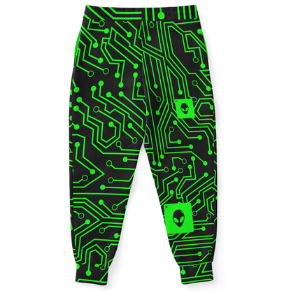 Black Circuit Board Rave Joggers