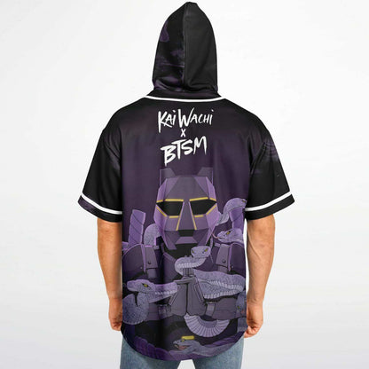 Kai Wachi Black Dark Purple Rave Hooded Baseball Jersey