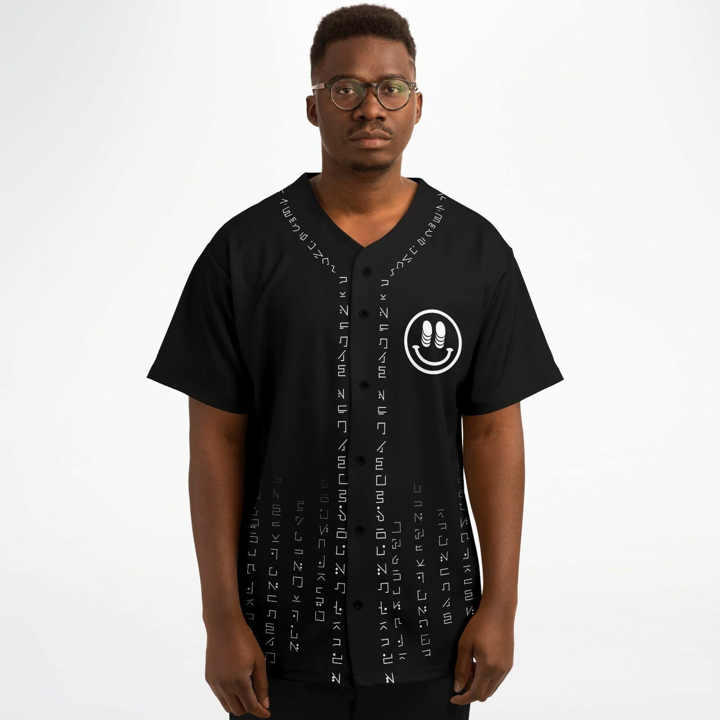 Black Smiley Face Rave Baseball Jersey