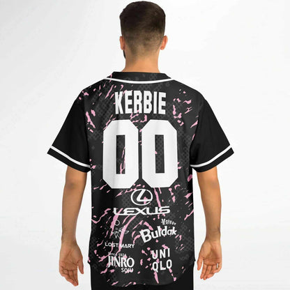 Black Pink Splatter Camo Rave Baseball Jersey
